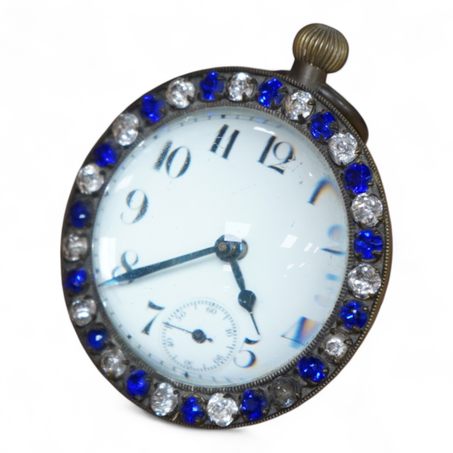 A French paste-mounted globular desk timepiece, 7cm in diameter